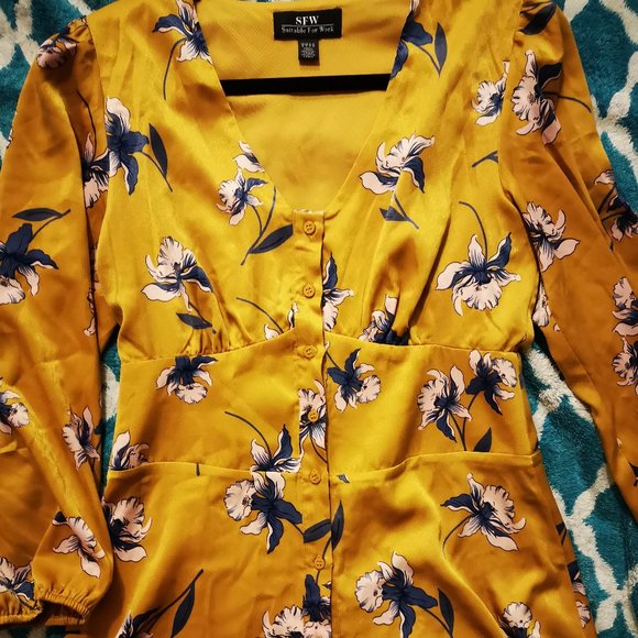 SFW | NEW | Gold Floral Dress - Picture 1 of 9